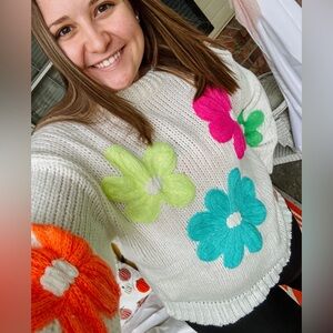 Katydid Oversized Knit Daisy Sweater